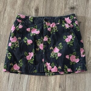 Wild Fable Floral Corduroy Skirt with Pink Roses